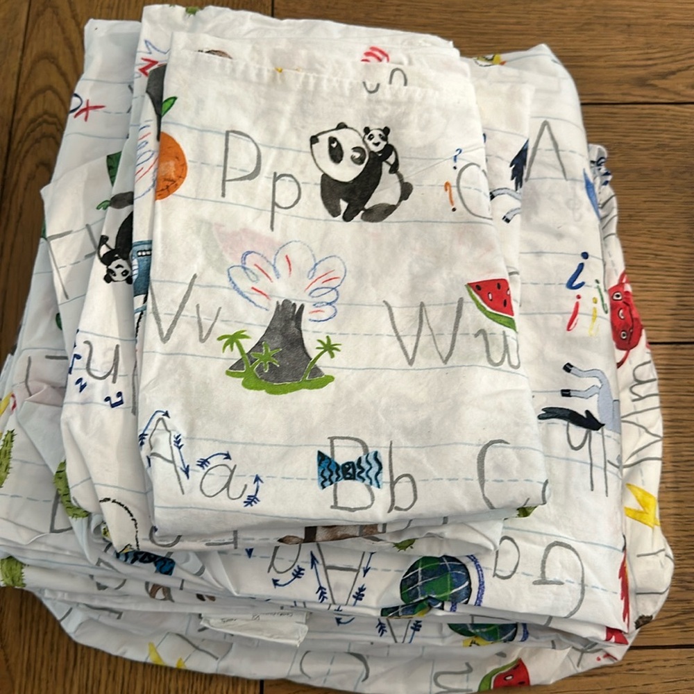 Pottery Barn kids Queen sheet set-Alphabet